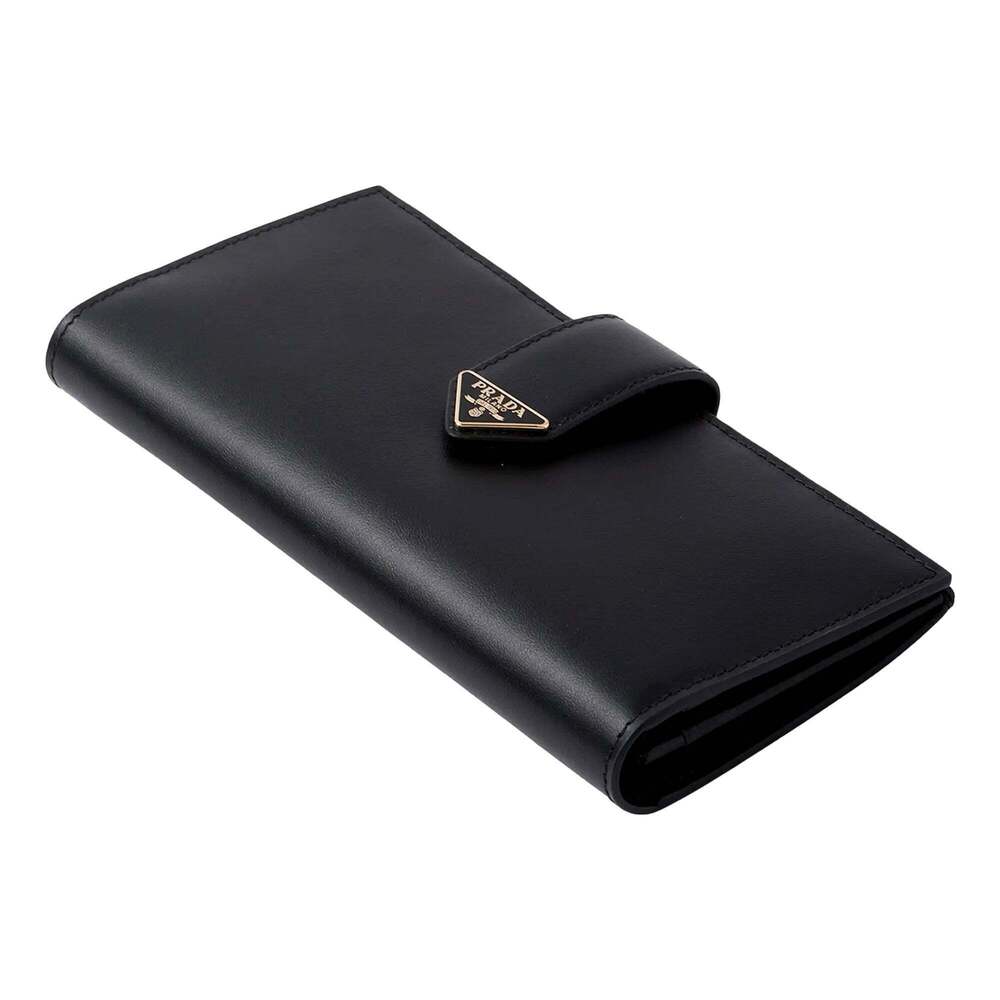 Prada City Smooth Calfskin Long Wallet in Nero
